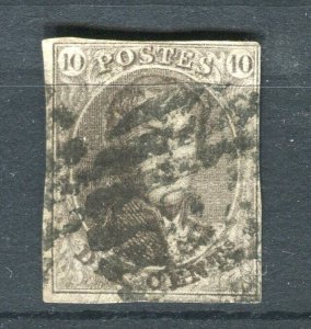 BELGIUM; 1850s classic Leopold Imperf issue used Shade of 10c. value