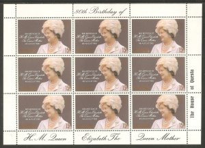 ASCENSION Sc# 261 MNH FVF Sheetlet 80th Birthday QE Queen Mother