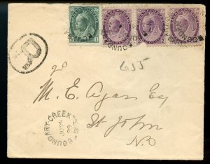 ?BOUNDRY CREEK, N.B. sp./r Registered RPO 1899 Numeral issue Canada cover