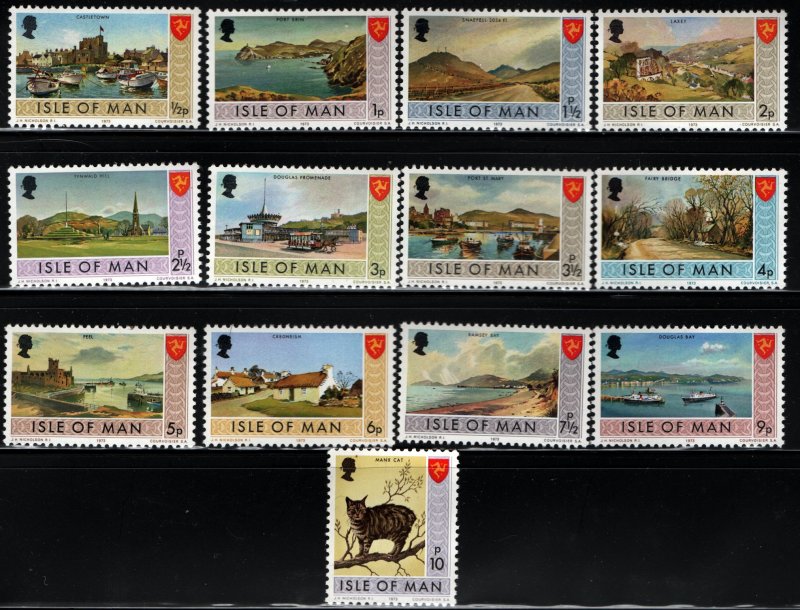 ISLE OF MAN 12-24 MNH LAND SCAPES ISSUE 1973