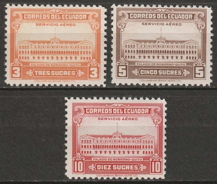 Ecuador 1944 Sc C128-30 air post set MH*