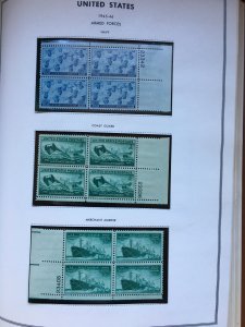 100+ US Plate Blocks 1940s-70s and two albums