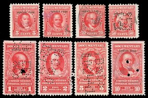 Scott R292//R305 1940 5c-$10 Dated Red Documentary Revenues Used F-VF