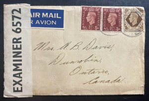 1942 RCAF Field Post Overseas Censored Airmail Cover To Dunrobin Canada 