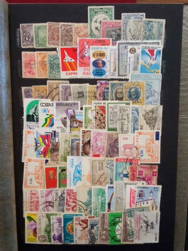 Extensive Collection of +3000 Latin American used Stamps in stockbook variety