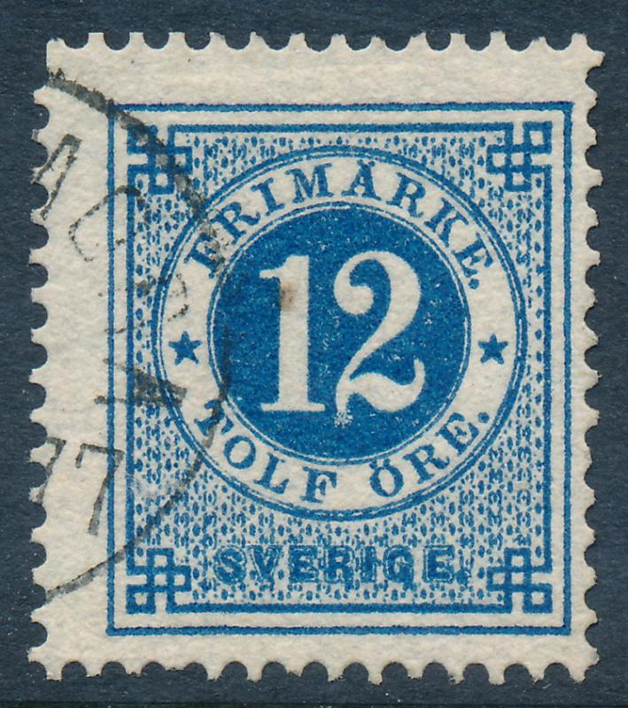 Sweden Scott 32/Facit 32b, 12ö blue Ringtyp p.13, Fine Used