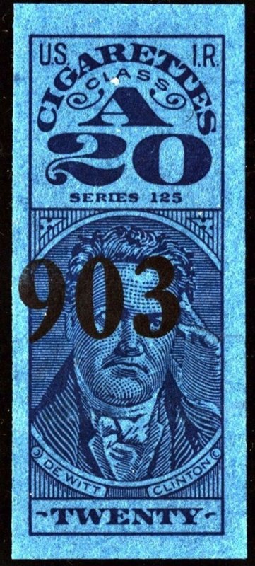 TA411b Series 125 Cigarette Revenue Stamp: 20 Cigarettes (1955) Used