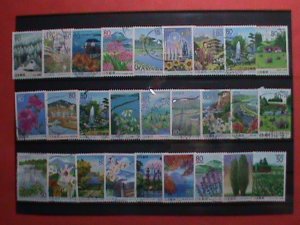 JAPAN STAMP: 2008 SET OF 27 COLORFUL BEAUTIFUL FLOWERS SET LARGE USED STAMP.