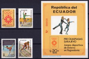 Ecuador 1984 Sc#1054/1057A SARAJEVO OLYMPICS-FIGURE SKATING Set (4)+1S/S MNH
