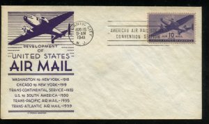 US C27 M=1 10c Air Mail Transport Plane UA Anderson cachet FDC