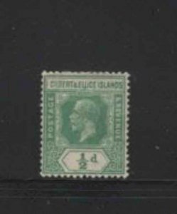 GILBERT & ELLICE #14 1912 1/2p KING GEORGE V MINT VF NH O.G aa