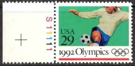 US Stamp #2637 MNH - 1992 OLYMPICS Issue Plate Number Single