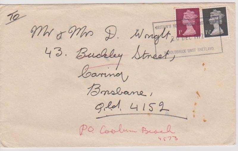 Great Britain 1972 Cover Haroldswick Unst Shetland Cancel