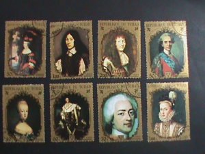 ​Chad Stamp:1971-3-SC#232A//233J- Portraits of French Royalty-CTO Stamp set#3