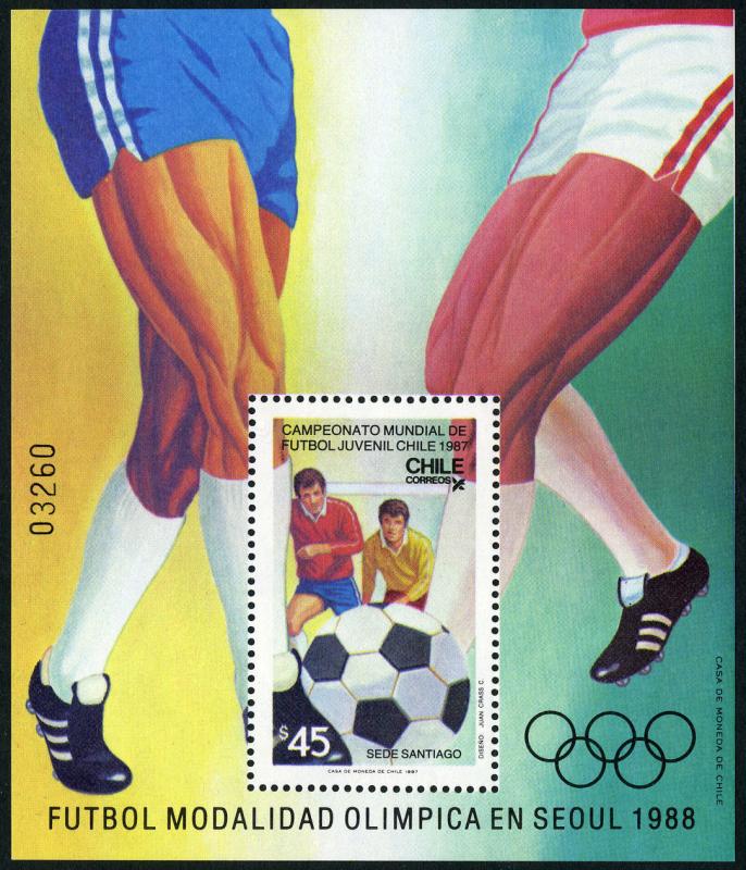 Chile 751 S/S, MNH. World Youth Soccer Championships. Four players, 1987
