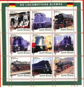 A0883 -  GUINEA-BISSAU - ERROR   MISSPERF SHEET - TRANSPORT German Trains 2001