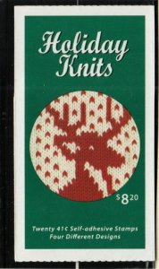 2007 Christmas knit Sc BK305 booklet pane of 20 41c plate number S1111