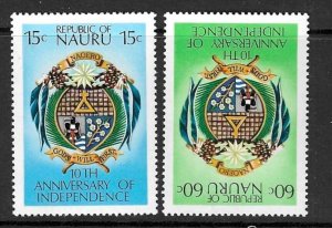 NAURU SG168/9 1978 ANNIV OF INDEPENDENCE   MNH