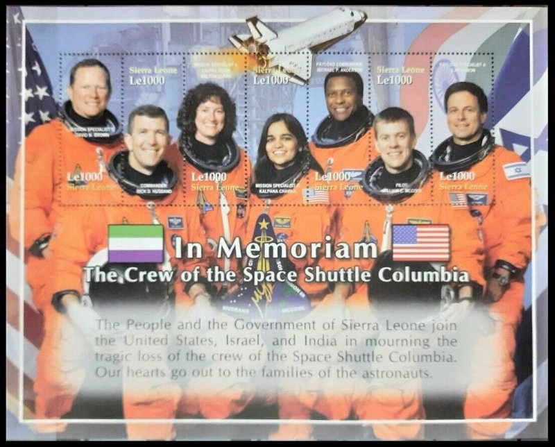 Sierra Leone MNH S/S In Memorial The Crew Of Space Shuttle Columbia Large Size