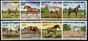 Comoro Islands 1983 Horses perf set of 8 fine cto sed, SG...