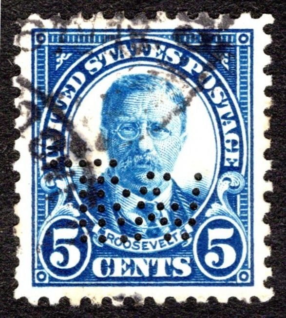 1922, US 5c, Superb Jumbo, Used, Perfin, Sc 557