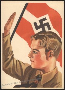 3rd Reich Germany 1933 Hitler Youth HJ Recruiting Propaganda Card USED 111481