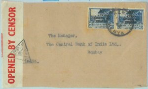 89180  - KENYA TANGANIKA UGANDA  - POSTAL HISTORY - Censored COVER to INDIA 1942