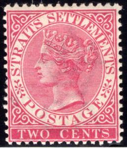 41 Straits Settlements, 2c carmine, MHOG, 1883