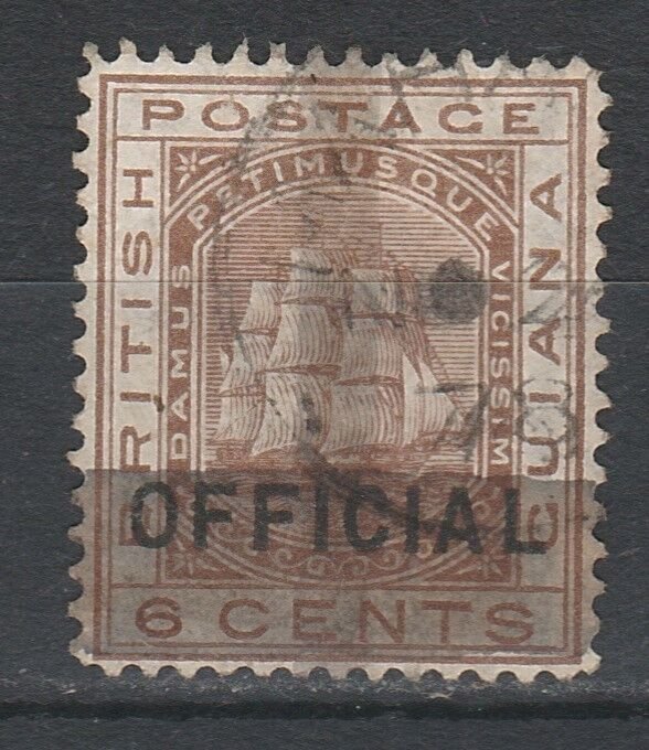 BRITISH GUIANA 1878 SHIP PROVISIONAL 1C/6C 2 HORIZ AND 1 VERT BAR USED