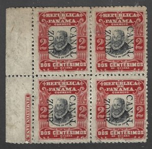 Canal Zone Scott #23 Mint 2c Overprint Reading Down Block of 4 2019 CV $13.00+