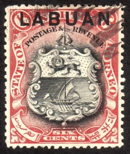 1897, Labuan 6c, Used, Sc 78