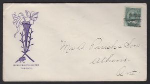 1906 Toronto inverted precancel on Ryrie Bros advertising to Athens (florist)...