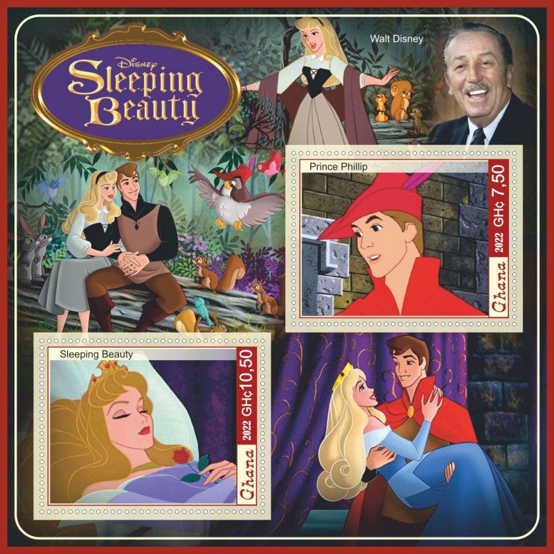 Stamps.Disney , Sleeping Beauty Ghana 1+1 sheets 2022 year NEW perforated