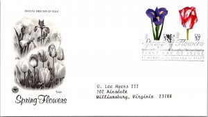 FDC 2005 SC #3900-3903 Spring Flowers, Iris & Tulip - Chicago ILL - Pair - J2913