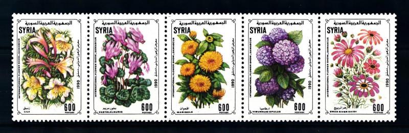 [91354] Syria 1990 Flora Flowers Blumen Strip of 5 MNH