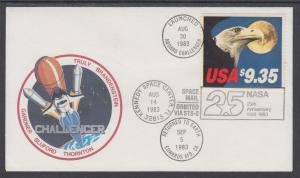 US Sc 1909 used 1983 STS-8 Flight Cover in Official USPS/NASA Folder, VF 