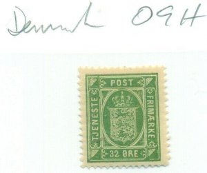 DENMARK #O9, Mint Hinged, Scott $32.50