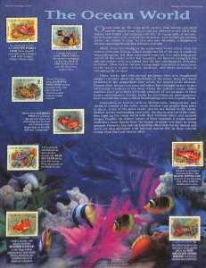 Postal Commemorative Society Stamp Panel MNH, Cook Islands Ocean World, Fish