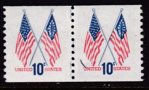 U.S. 1963 Scott 1519 Coil Line Pair 10c Crossed Flags Bell VF/NH(**)