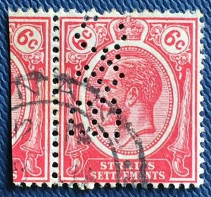 Malaya 1927 Straits King George V 6c MSCA PERFIN SG#229 M4786