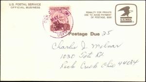 1980 ROCK CREEK OHIO 25 CENT DOUGLAS ON OFFICIAL CHANGE OF ADDRESS FORM