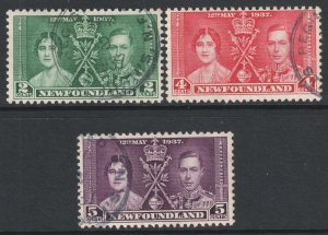 Canada Newfoundland Scott 230/232 - SG254/256, 1937 Coronation Set  used