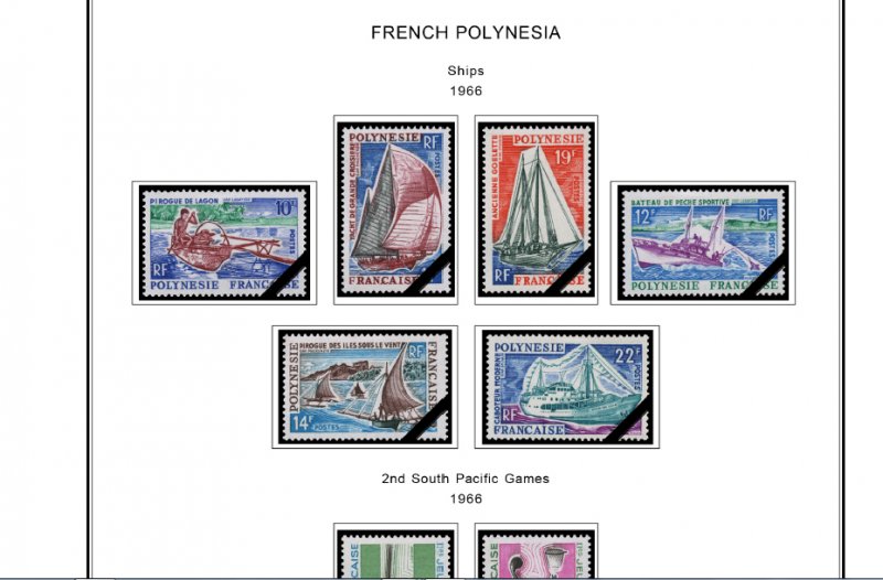 COLOR PRINTED FRENCH POLYNESIA 1892-2010 STAMP ALBUM PAGES (195 illustr. pages)