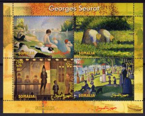 Somalia 2003 GEORGES SEURAT Paintings Sheetlet (4) PERFORATED MNH