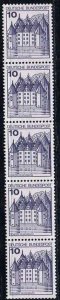 Germany 1977,Sc.#1231 and more MNH strips of 5, Castles and Palaces, with number