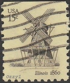 USA #1741 1980 15c Windmill Illinois 1780 USED-Fine-NH.