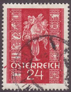Austria 389 USED 1937 Rose & Zodiac Signs