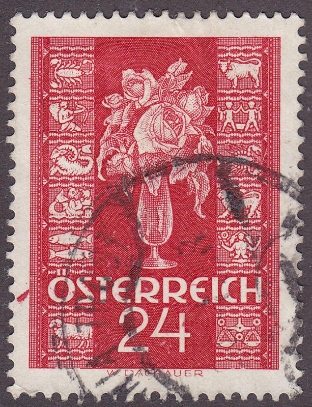 Austria 389 USED 1937 Rose & Zodiac Signs