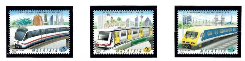 Malaysia 676-78 MNH 1998 Rail Transport