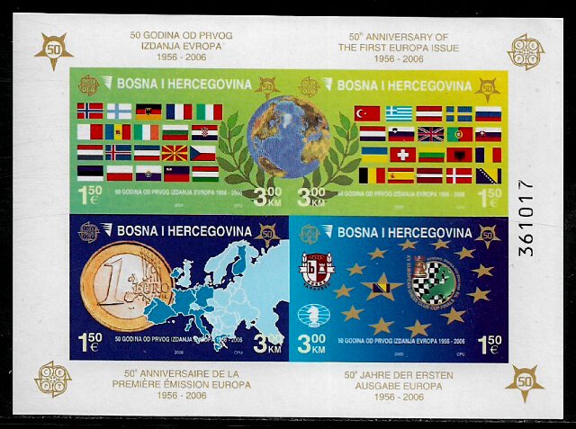 Bosniak #529e MNH IMP S/Sheet - Europa Stamps - 50th Anniversary (k)